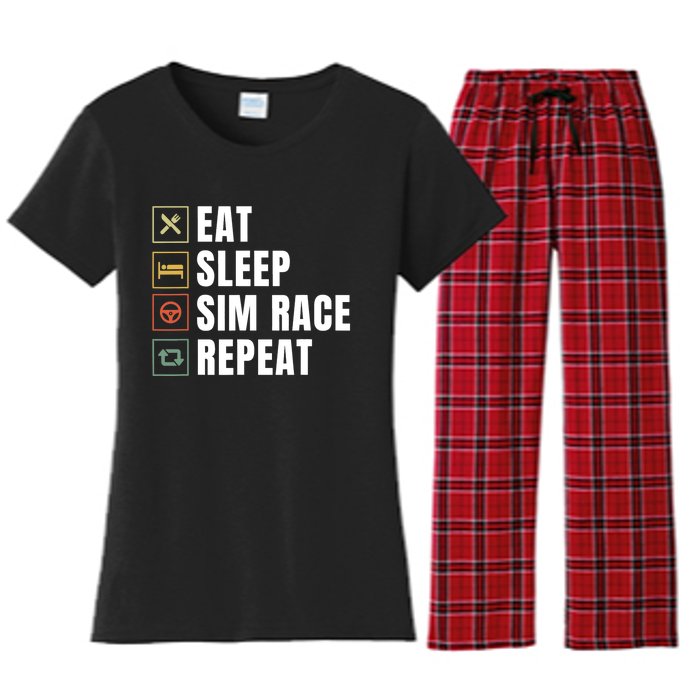 Eat Sleep Sim Race Repeat Sim Racer Women's Flannel Pajama Set