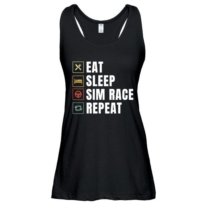 Eat Sleep Sim Race Repeat Sim Racer Ladies Essential Flowy Tank