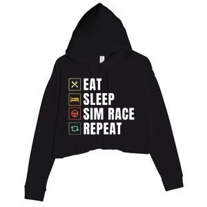 Eat Sleep Sim Race Repeat Sim Racer Crop Fleece Hoodie