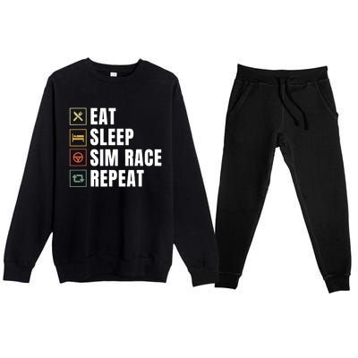 Eat Sleep Sim Race Repeat Sim Racer Premium Crewneck Sweatsuit Set