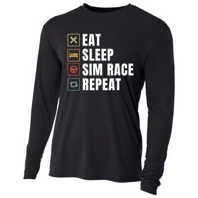 Eat Sleep Sim Race Repeat Sim Racer Cooling Performance Long Sleeve Crew