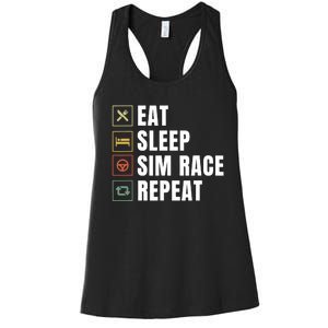 Eat Sleep Sim Race Repeat Sim Racer Women's Racerback Tank