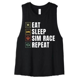 Eat Sleep Sim Race Repeat Sim Racer Women's Racerback Cropped Tank