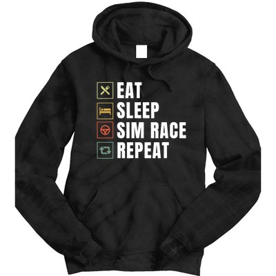 Eat Sleep Sim Race Repeat Sim Racer Tie Dye Hoodie