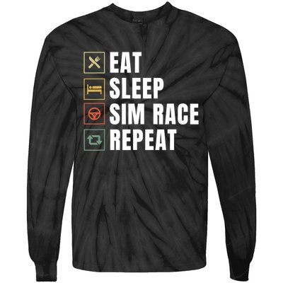 Eat Sleep Sim Race Repeat Sim Racer Tie-Dye Long Sleeve Shirt