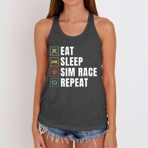 Eat Sleep Sim Race Repeat Sim Racer Women's Knotted Racerback Tank