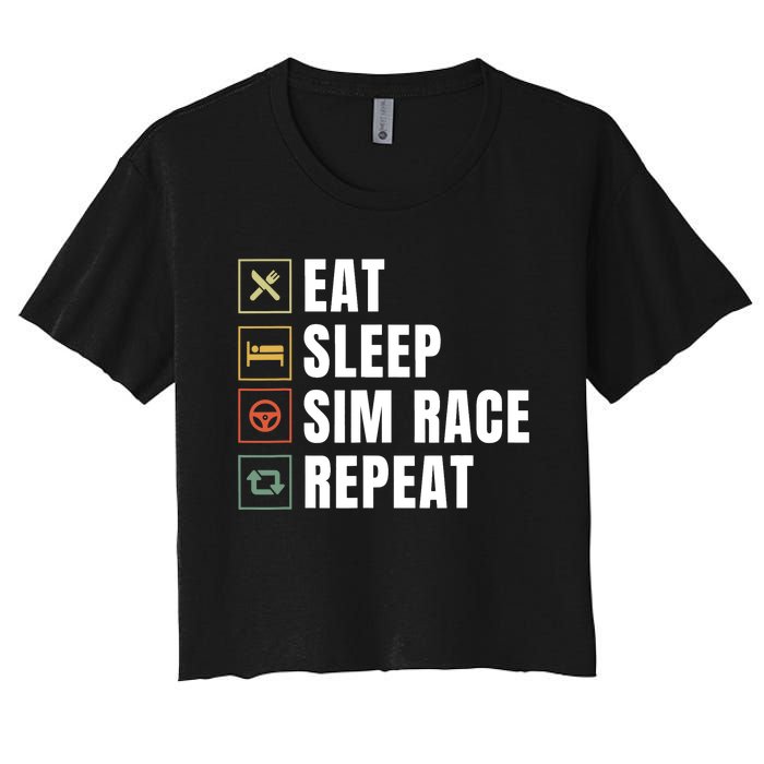 Eat Sleep Sim Race Repeat Sim Racer Women's Crop Top Tee