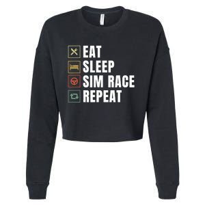 Eat Sleep Sim Race Repeat Sim Racer Cropped Pullover Crew