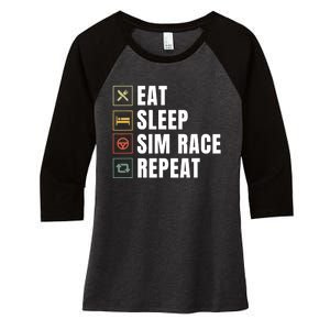 Eat Sleep Sim Race Repeat Sim Racer Women's Tri-Blend 3/4-Sleeve Raglan Shirt