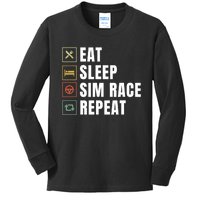 Eat Sleep Sim Race Repeat Sim Racer Kids Long Sleeve Shirt