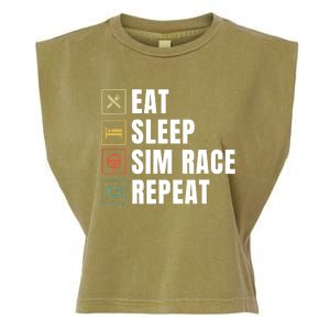 Eat Sleep Sim Race Repeat Sim Racer Garment-Dyed Women's Muscle Tee