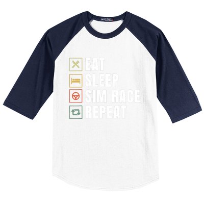 Eat Sleep Sim Race Repeat Sim Racer Baseball Sleeve Shirt