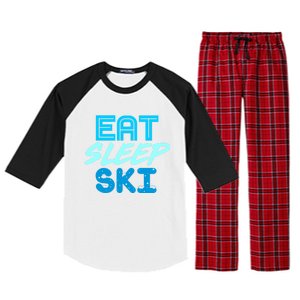 Eat Sleep Ski Funny Quote Skiing Cool Gift Great Gift Raglan Sleeve Pajama Set