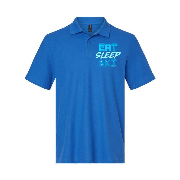 Eat Sleep Ski Funny Quote Skiing Cool Gift Great Gift Softstyle Adult Sport Polo