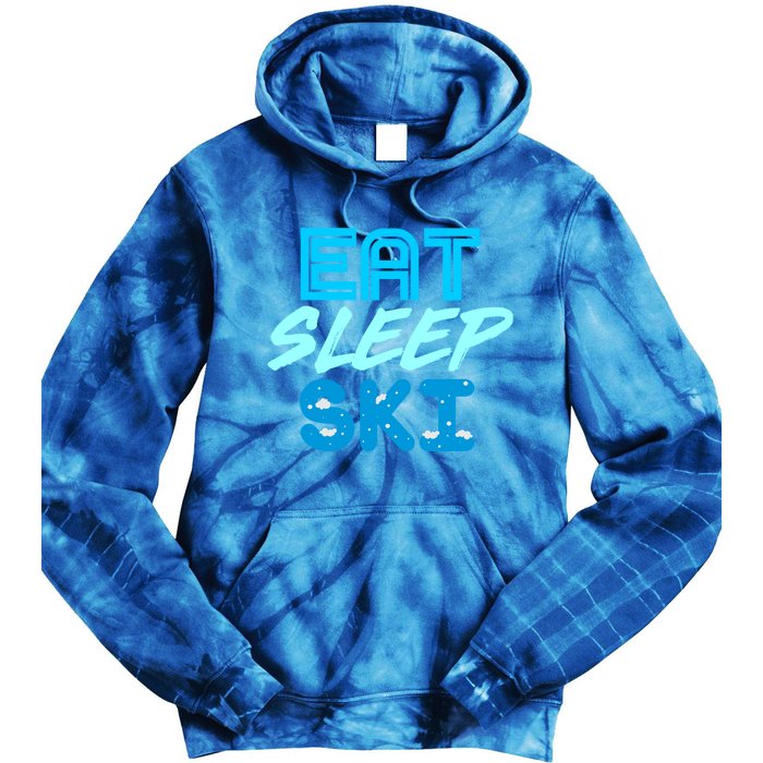 Eat Sleep Ski Funny Quote Skiing Cool Gift Great Gift Tie Dye Hoodie