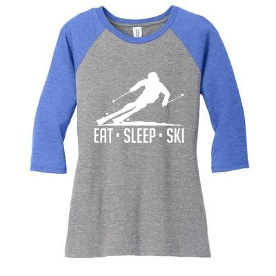 Eat Sleep Ski Skiing Skier Snow Winter Vacation Gift Cool Gift Women's Tri-Blend 3/4-Sleeve Raglan Shirt