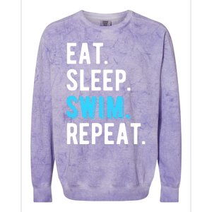 Eat Sleep Swim Repeat Swimming Swimmer Cool Funny Gift Colorblast Crewneck Sweatshirt