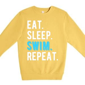 Eat Sleep Swim Repeat Swimming Swimmer Cool Funny Gift Premium Crewneck Sweatshirt