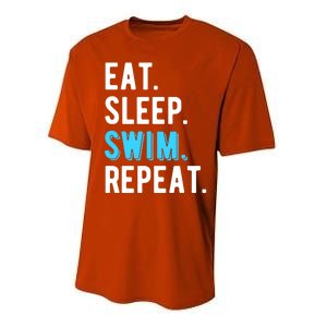 Eat Sleep Swim Repeat Swimming Swimmer Cool Funny Gift Performance Sprint T-Shirt