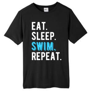 Eat Sleep Swim Repeat Swimming Swimmer Cool Funny Gift Tall Fusion ChromaSoft Performance T-Shirt