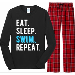 Eat Sleep Swim Repeat Swimming Swimmer Cool Funny Gift Long Sleeve Pajama Set