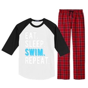 Eat Sleep Swim Repeat Swimming Swimmer Cool Funny Gift Raglan Sleeve Pajama Set