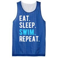 Eat Sleep Swim Repeat Swimming Swimmer Cool Funny Gift Mesh Reversible Basketball Jersey Tank