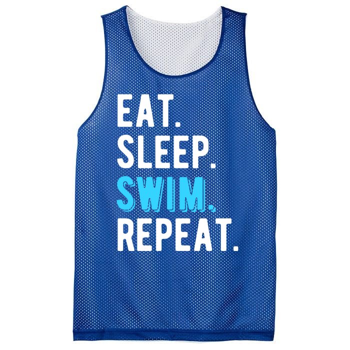 Eat Sleep Swim Repeat Swimming Swimmer Cool Funny Gift Mesh Reversible Basketball Jersey Tank