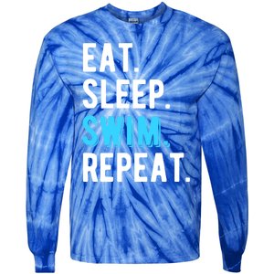 Eat Sleep Swim Repeat Swimming Swimmer Cool Funny Gift Tie-Dye Long Sleeve Shirt