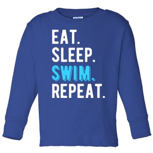 Eat Sleep Swim Repeat Swimming Swimmer Cool Funny Gift Toddler Long Sleeve Shirt