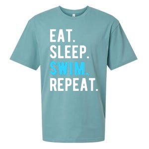 Eat Sleep Swim Repeat Swimming Swimmer Cool Funny Gift Sueded Cloud Jersey T-Shirt