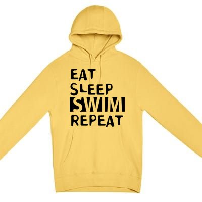 Eat Sleep Swim Repeat Varsity Swim Team Swimming Swim Mom Funny Gift Premium Pullover Hoodie