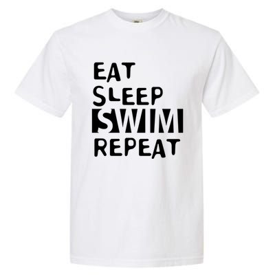 Eat Sleep Swim Repeat Varsity Swim Team Swimming Swim Mom Funny Gift Garment-Dyed Heavyweight T-Shirt