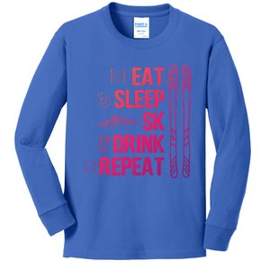 Eat Sleep Ski Ski Area Slopes Call Winter Sports Gift Kids Long Sleeve Shirt