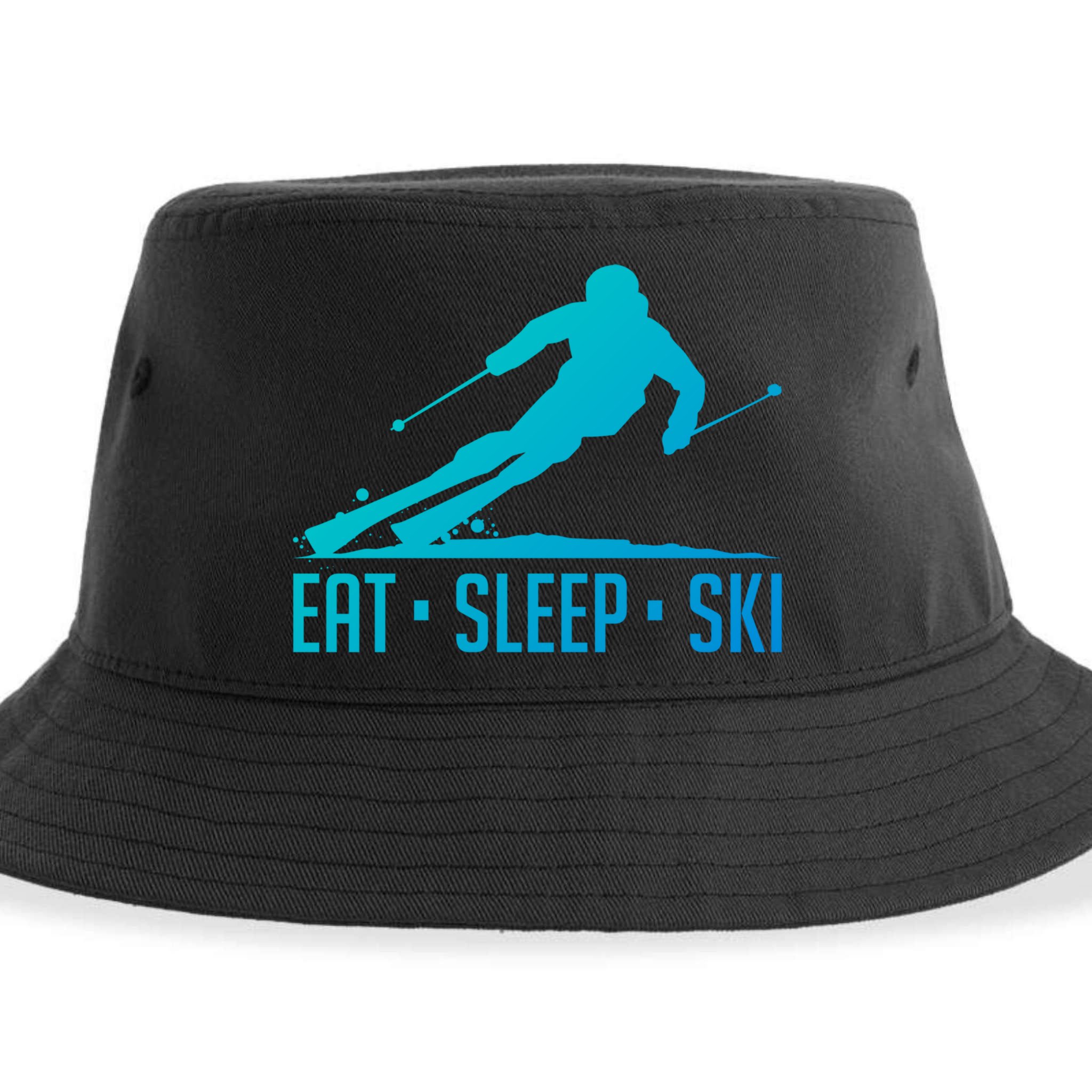 Eat Sleep Ski Skiing Skier Snow Winter Vacation Gift Sustainable Bucket Hat