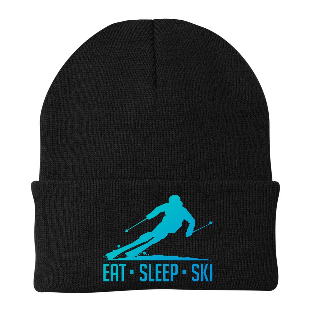 Eat Sleep Ski Skiing Skier Snow Winter Vacation Gift Beanie
