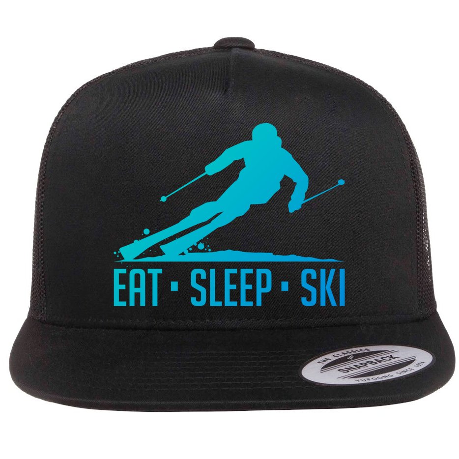 Eat Sleep Ski Skiing Skier Snow Winter Vacation Gift Flat Bill Trucker Hat