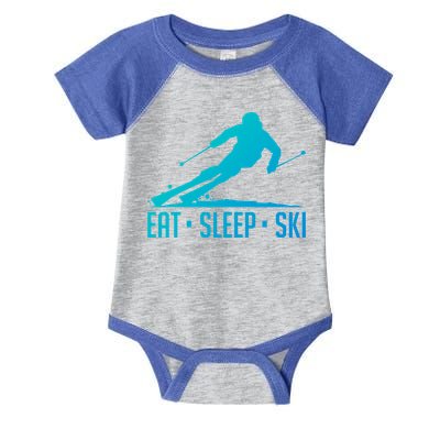 Eat Sleep Ski Skiing Skier Snow Winter Vacation Gift Infant Baby Jersey Bodysuit
