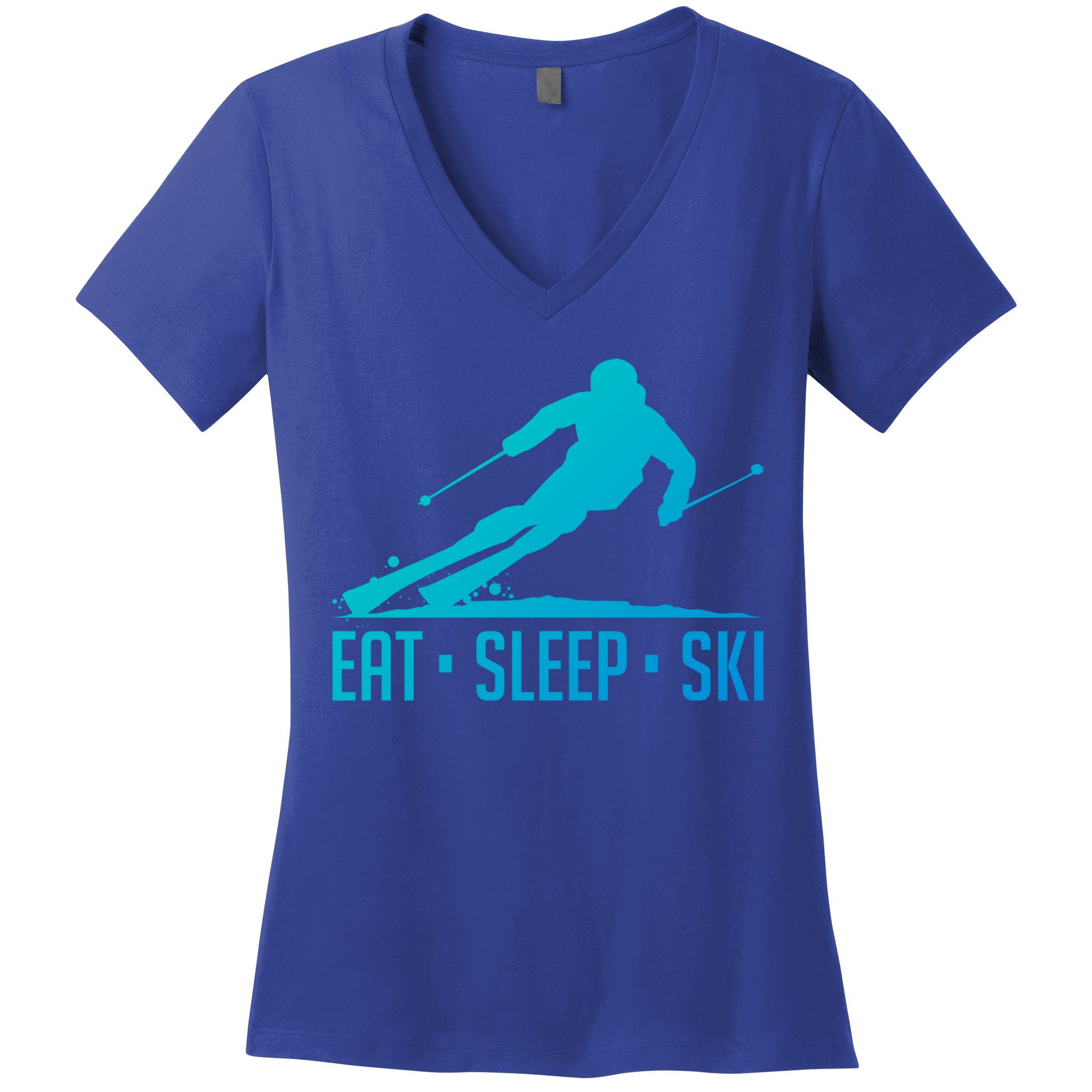 Eat Sleep Ski Skiing Skier Snow Winter Vacation Gift Women's V-Neck T-Shirt