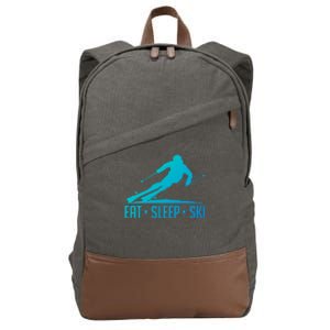 Eat Sleep Ski Skiing Skier Snow Winter Vacation Gift Cotton Canvas Backpack