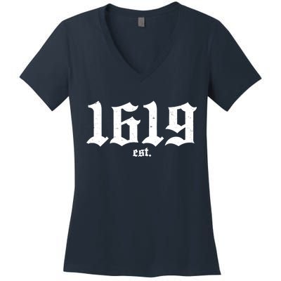 Est 1619 Black African American History Women's V-Neck T-Shirt