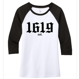 Est 1619 Black African American History Women's Tri-Blend 3/4-Sleeve Raglan Shirt