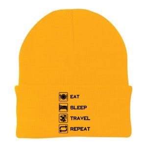 Eat Sleep Travel Repeat Gift Knit Cap Winter Beanie