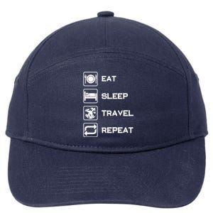 Eat Sleep Travel Repeat Gift 7-Panel Snapback Hat