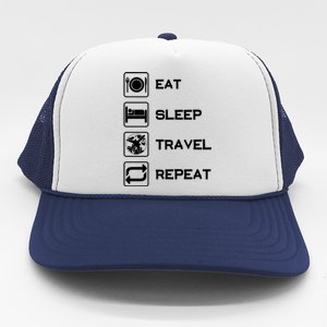 Eat Sleep Travel Repeat Gift Trucker Hat