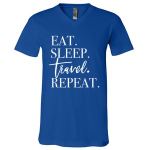 Eat Sleep Travel Repeat Holiday Vacay Gift V-Neck T-Shirt