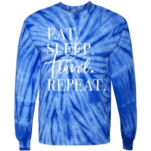 Eat Sleep Travel Repeat Holiday Vacay Gift Tie-Dye Long Sleeve Shirt