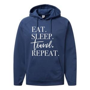 Eat Sleep Travel Repeat Holiday Vacay Gift Performance Fleece Hoodie