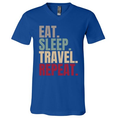 Eat Sleep Travel Repeat Gift V-Neck T-Shirt