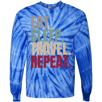 Eat Sleep Travel Repeat Gift Tie-Dye Long Sleeve Shirt